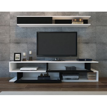 Σύνθεση Τηλεόρασης Sims - Χρώμα Λευκό Μαύρο - 176x31,5x39εκ