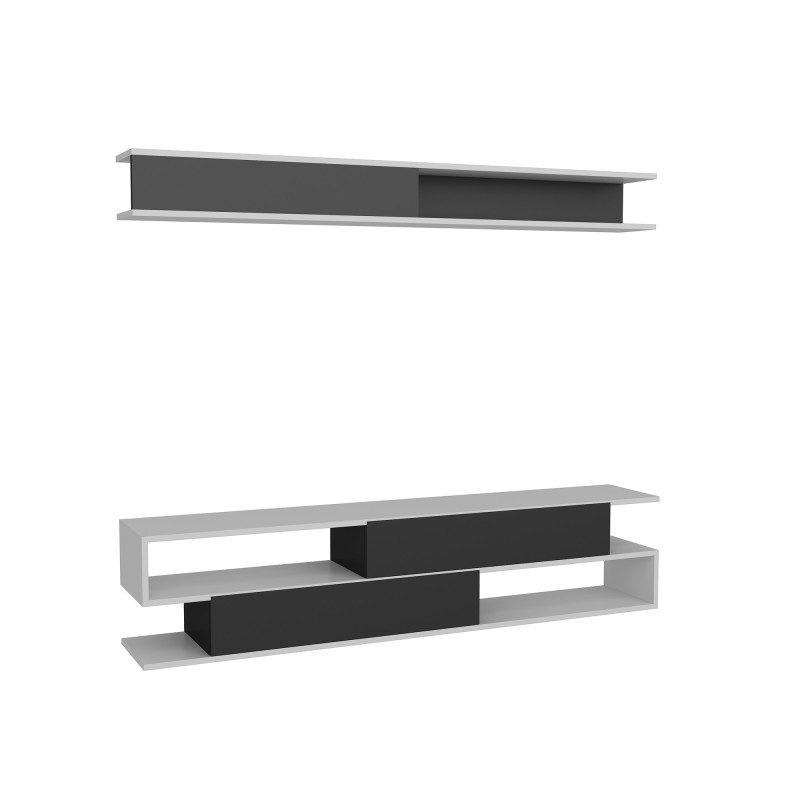 Σύνθεση Τηλεόρασης Sims - Χρώμα Λευκό Μαύρο - 176x31,5x39εκ