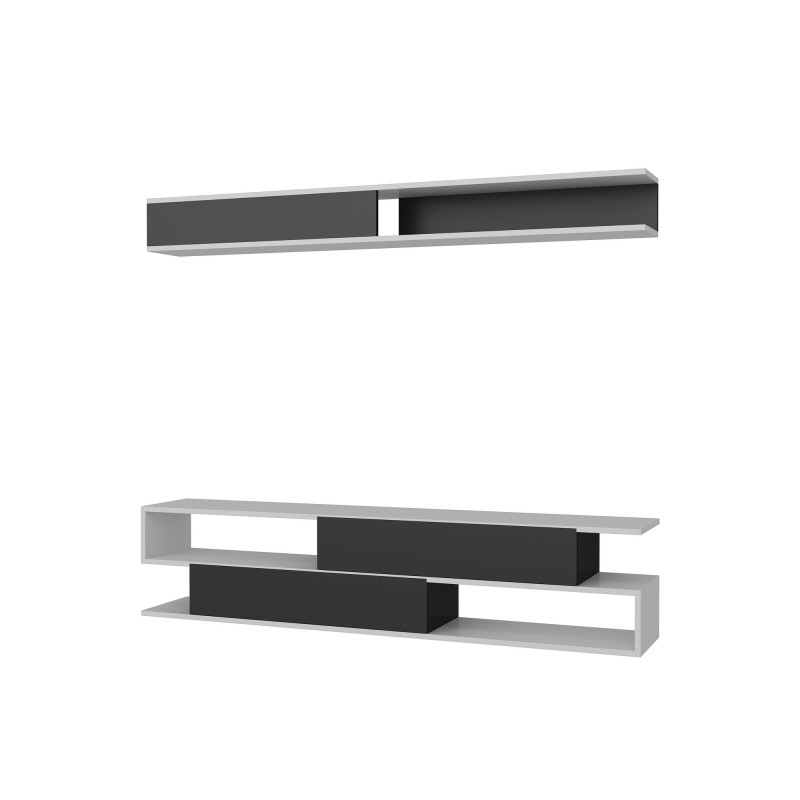 Σύνθεση Τηλεόρασης Sims - Χρώμα Λευκό Μαύρο - 176x31,5x39εκ