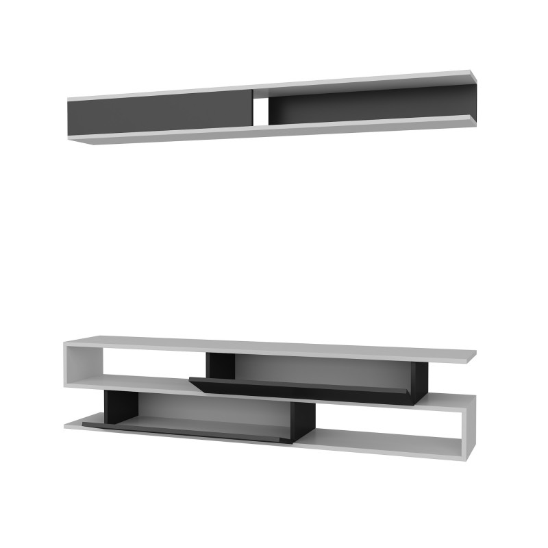 Σύνθεση Τηλεόρασης Sims - Χρώμα Λευκό Μαύρο - 176x31,5x39εκ