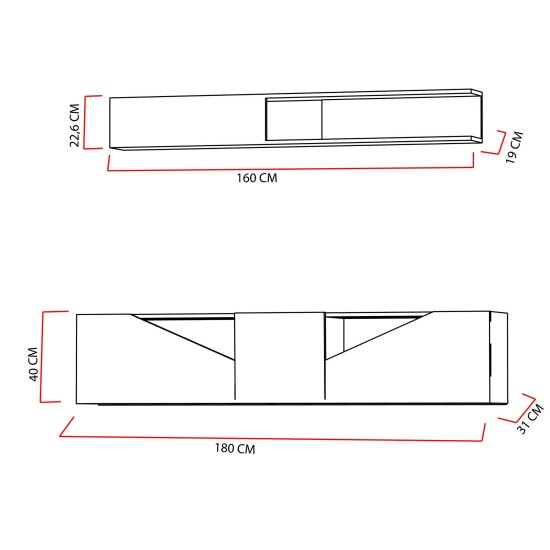 Hanah Home TV Unit Taç - Walnut, Black Walnut
Black