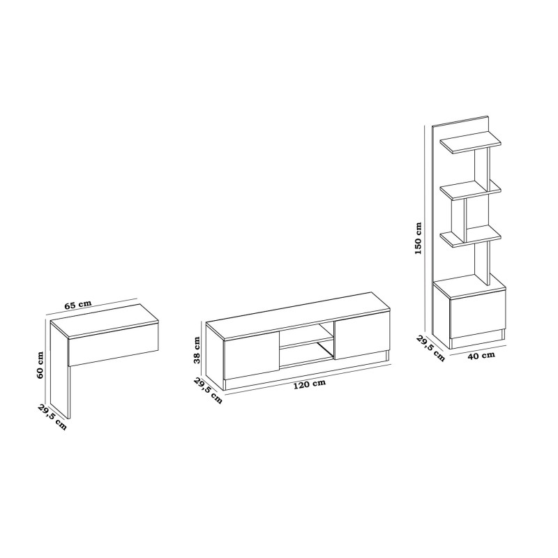 Σύνθεση Τηλεόρασης Team - Χρώμα Λευκό - 120x29,5x38εκ