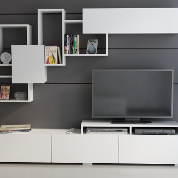 Σύνθεση Σαλονιού  Amor - Χρώμα Λευκό - 210x35x30εκ