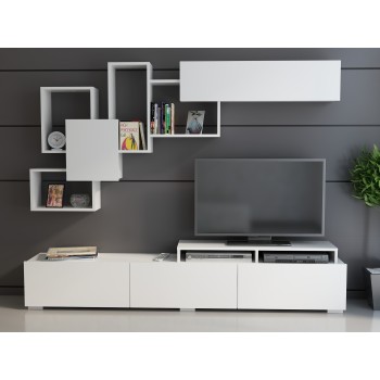 Σύνθεση Σαλονιού  Amor - Χρώμα Λευκό - 210x35x30εκ