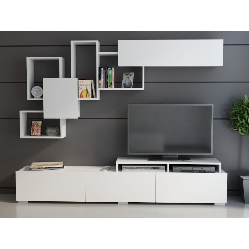 Σύνθεση Σαλονιού  Amor - Χρώμα Λευκό - 210x35x30εκ