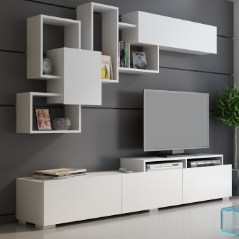 Σύνθεση Σαλονιού  Amor - Χρώμα Λευκό - 210x35x30εκ