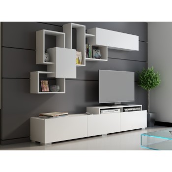 Σύνθεση Σαλονιού  Amor - Χρώμα Λευκό - 210x35x30εκ