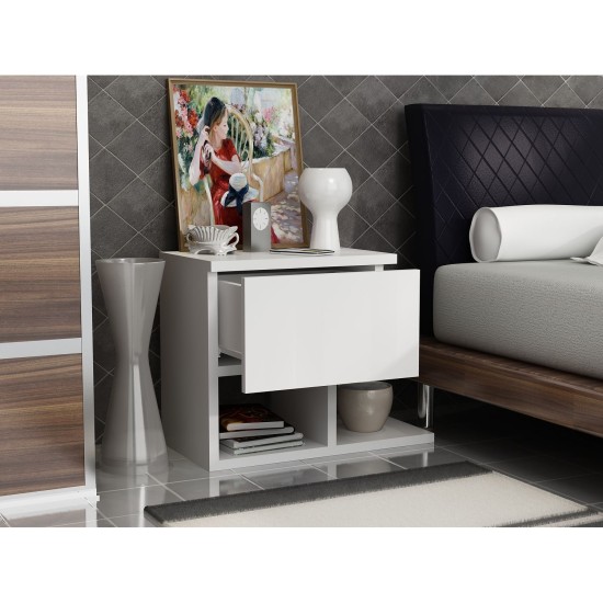 Nightstand Yasso - White White Hanah Home Nightstand Yasso - White White
