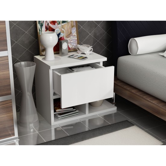 Nightstand Yasso - White White Hanah Home Nightstand Yasso - White White