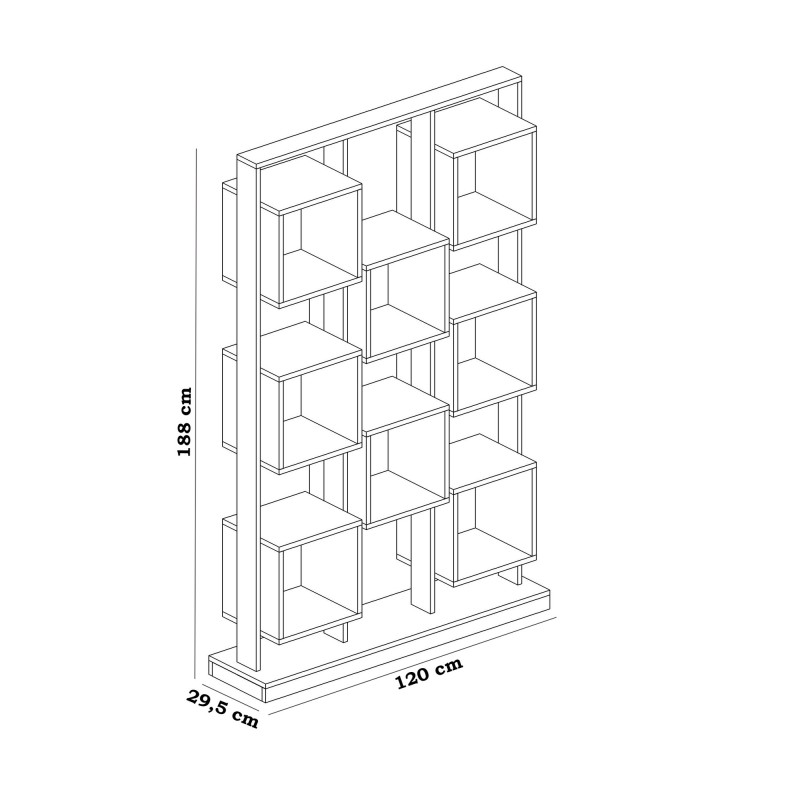 Βιβλιοθήκη - Edge - Χρώμα Λευκό & Μαύρο - 12030x188εκ