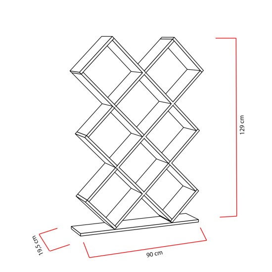 Βιβλιοθήκη Kumsal - Χρώμα Λευκό - 90x20x129εκ Βιβλιοθήκη Kumsal - Χρώμα Λευκό - 90x20x129εκ