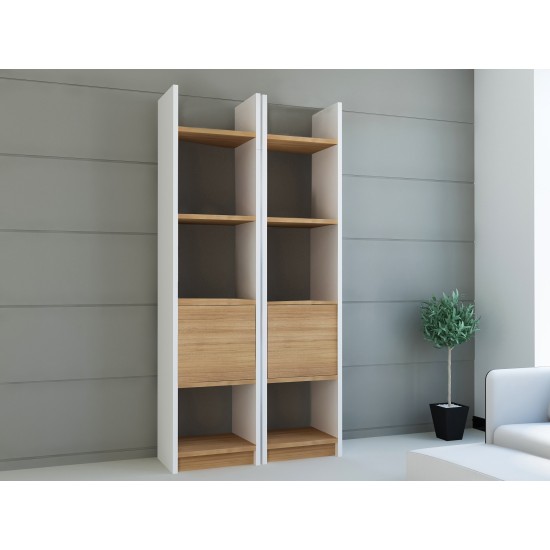 Βιβλιοθήκη - Esbi 102 - Χρώμα Teak & Λευκό - 66x30x150εκ