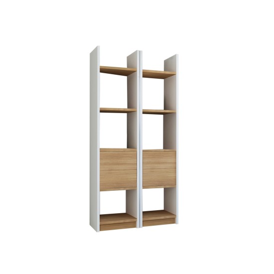 Βιβλιοθήκη - Esbi 102 - Χρώμα Teak & Λευκό - 66x30x150εκ