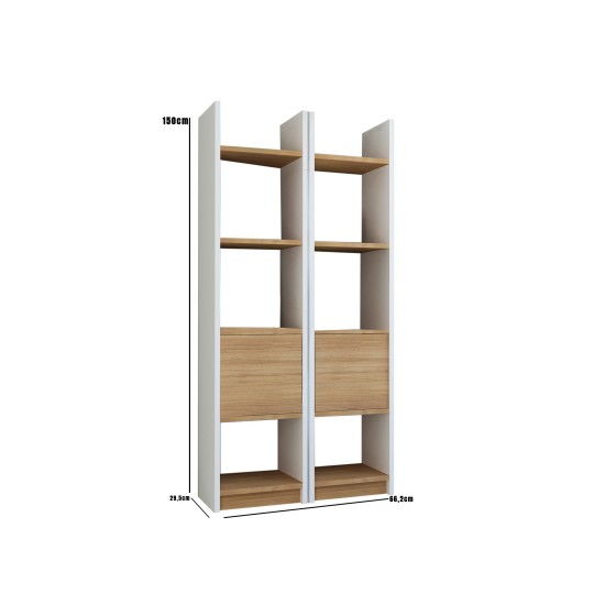 Βιβλιοθήκη - Esbi 102 - Χρώμα Teak & Λευκό - 66x30x150εκ
