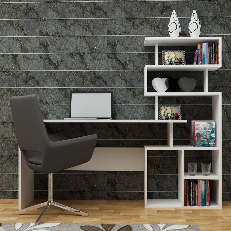 Hanah Home Study Desk Next - White White