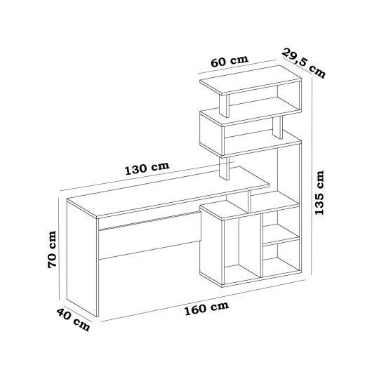 Study Desk Next - White White Hanah Home Study Desk Next - White White