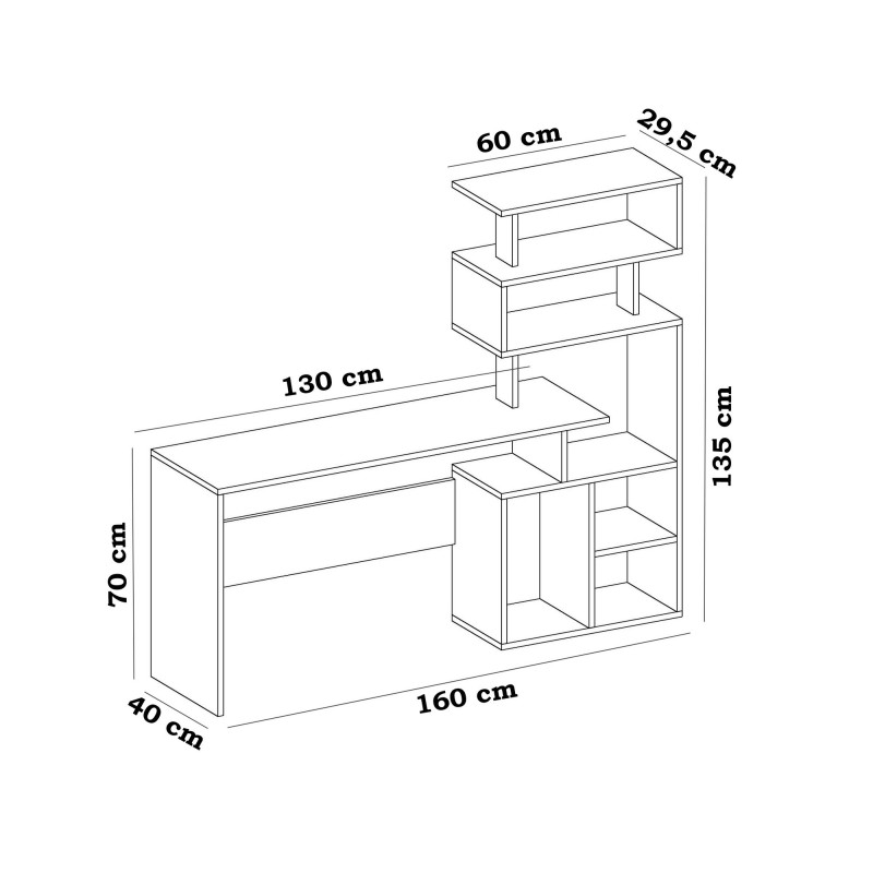 Hanah Home Study Desk Next - White White