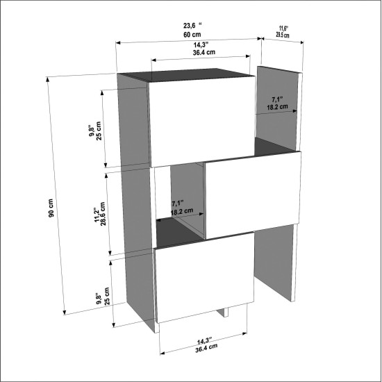 Ντουλάπι Anna 65x31,5x89,8εκ - Χρώμα Λευκό