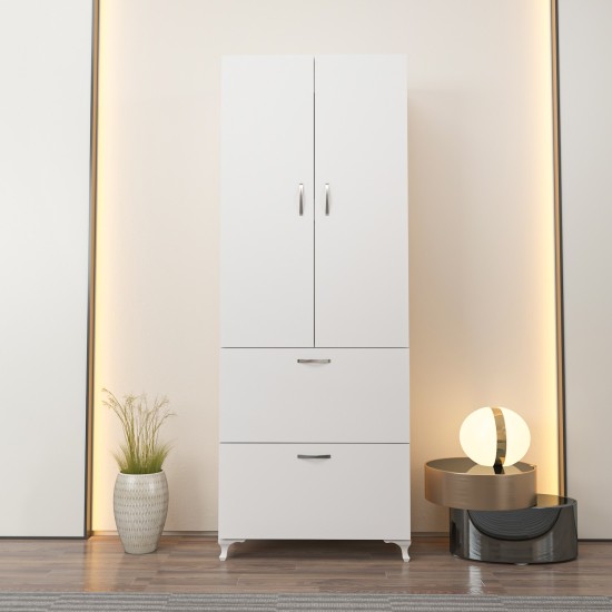 Παπουτσοθήκη Ντουλάπι Yasam - Χρώμα Λευκό - 60x31,5x163,6εκ