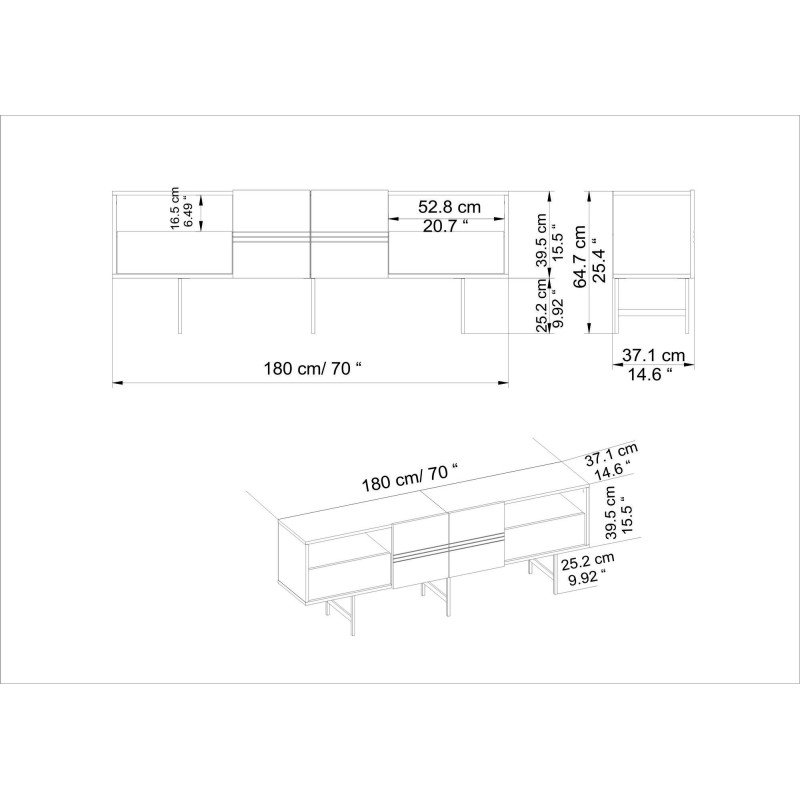 Έπιπλο Τηλεόρασης - Derin -  Χρώμα Λευκό - 180x37,1x64,7εκ