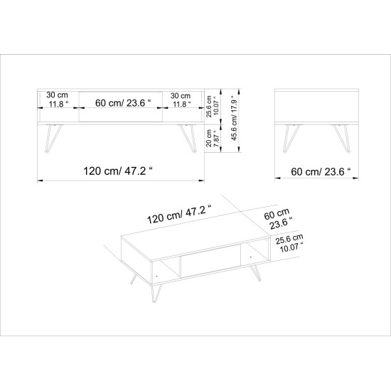 Hanah Home Coffee Table Mistico - Walnut, White Walnut
White