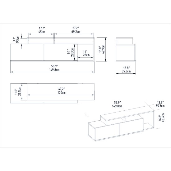 TV Stand Nexera - Black, Walnut Black
Walnut Hanah Home TV Stand Nexera - Black, Walnut Black
Walnut