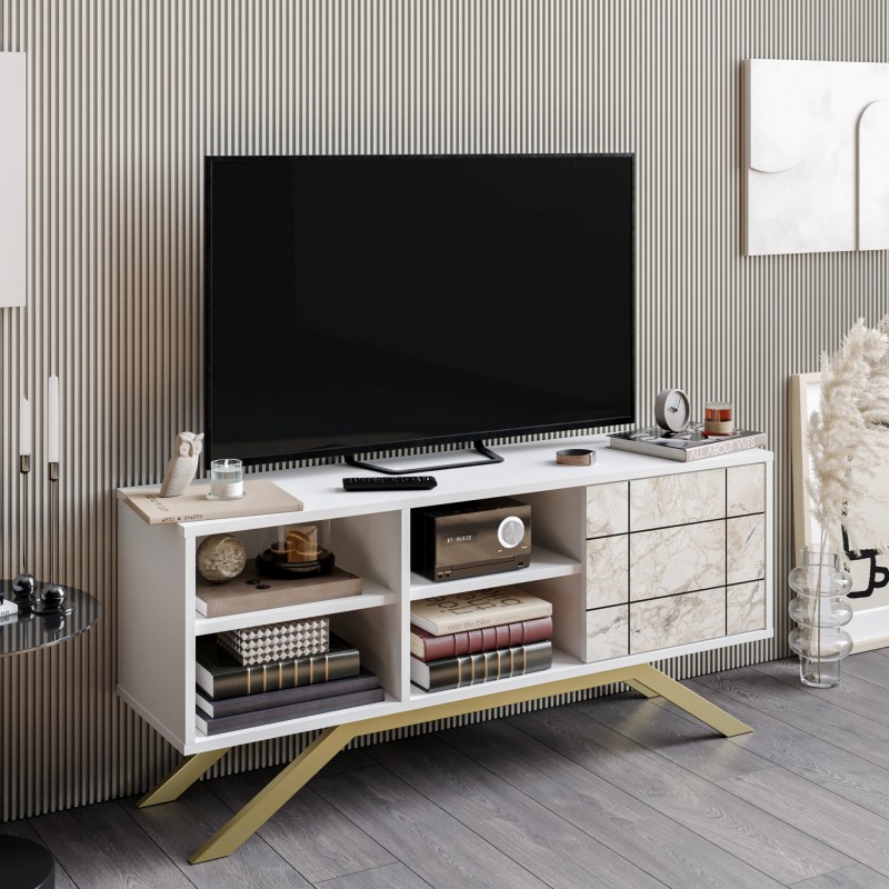 TV Stand North - White, Gold White
Gold