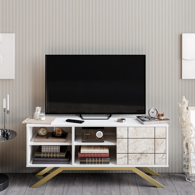 TV Stand North - White, Gold White
Gold