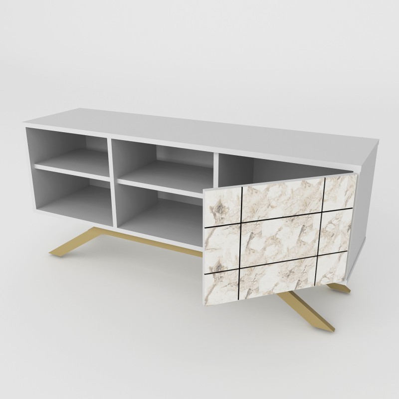 TV Stand North - White, Gold White
Gold