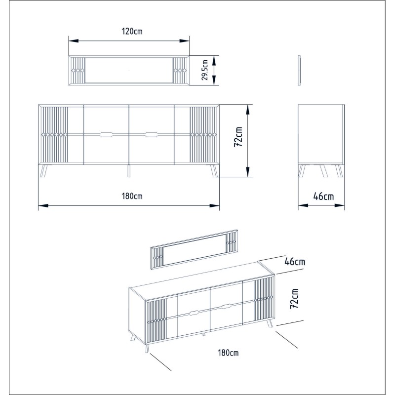Μπουφές Frida 120x72x46cm - Λευκό