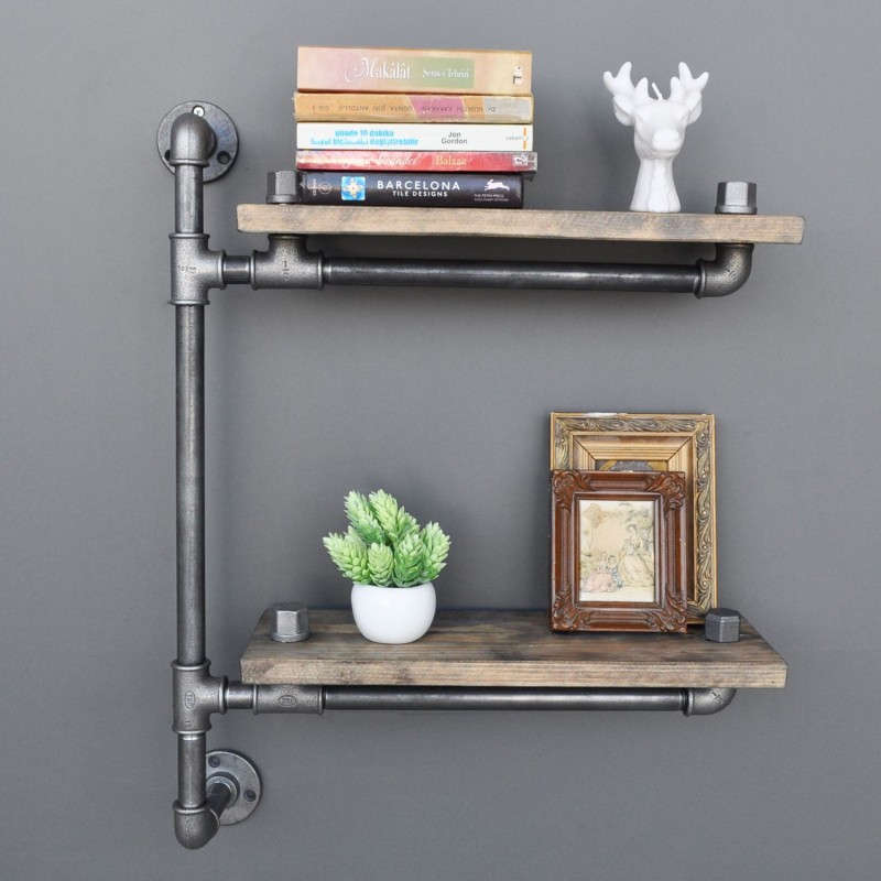 Pipe Shelf Boruraf076 Walnut
Black