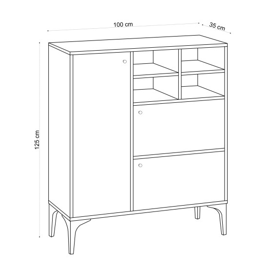 Μπουφές Ewa - 125x100x35 Φυσικό Δρυς