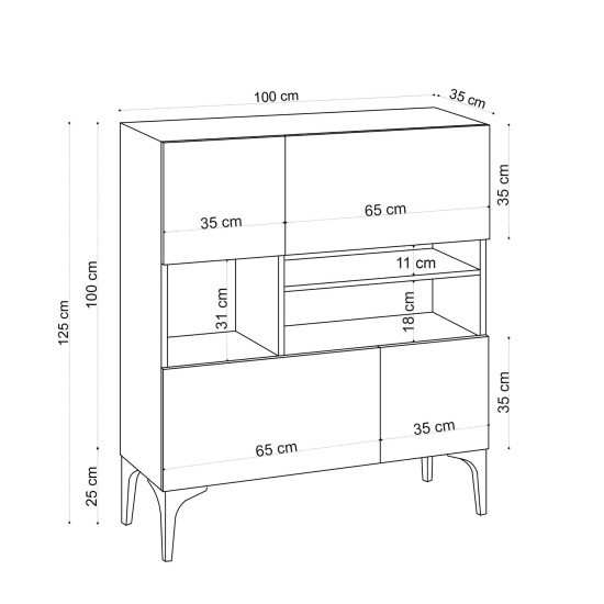 Μπουφές Krista 100x125x35εκ - Sapphire Δρυς Μπουφές Krista 100x125x35εκ - Sapphire Δρυς
