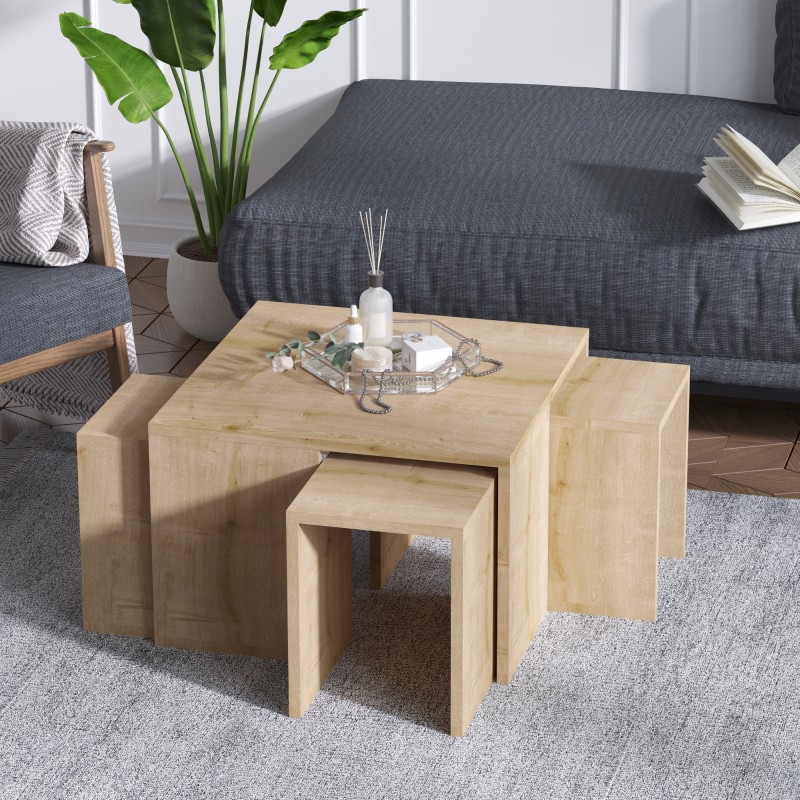 Hanah Home Coffee Table Set Ortanca - Sapphire Oak Sapphire Oak