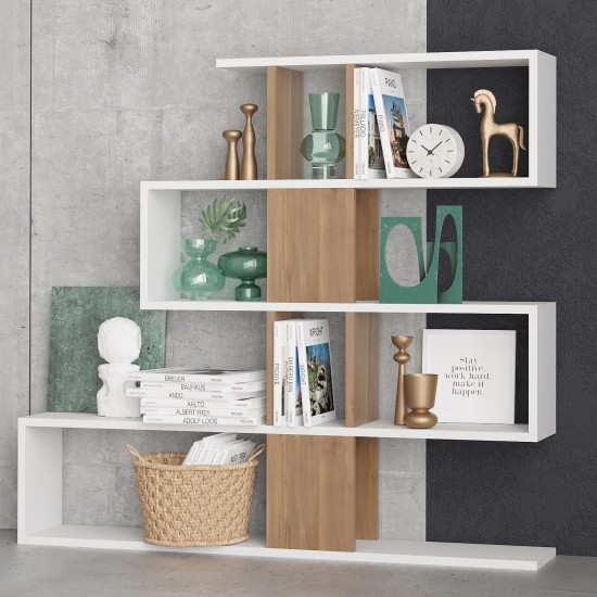 Bookshelf Karlin - White, Walnut White
Walnut