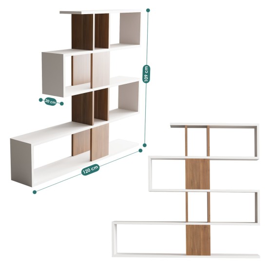 Bookshelf Karlin - White, Walnut White
Walnut