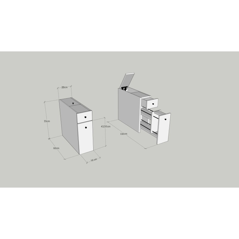 Hanah Home Bathroom Cabinet Smart - White White