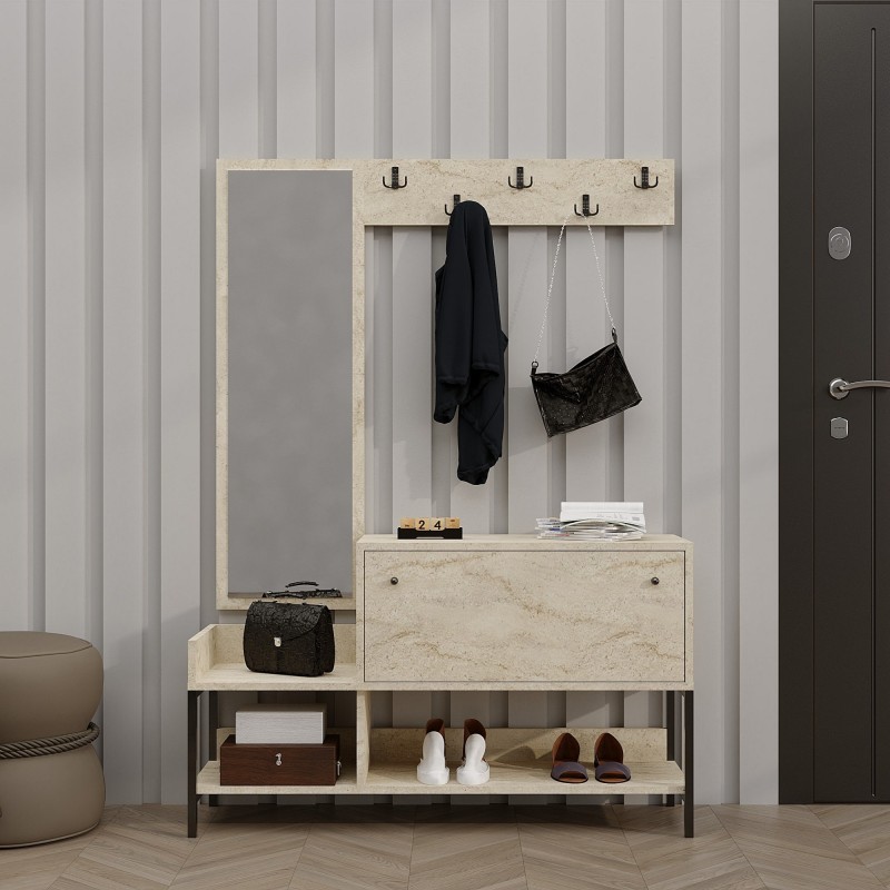 Shoe Cabinet Nonso - Travertine Travertine