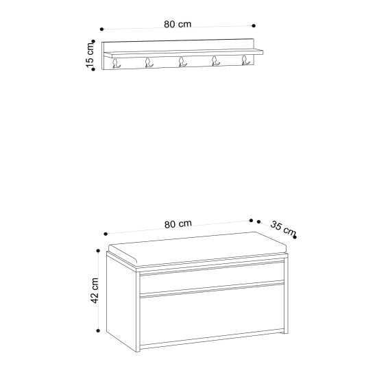 Έπιπλο Εισόδου - Boby - Χρώμα Δρυς Μαύρο - 80x35x42εκ Έπιπλο Εισόδου - Boby - Χρώμα Δρυς Μαύρο - 80x35x42εκ