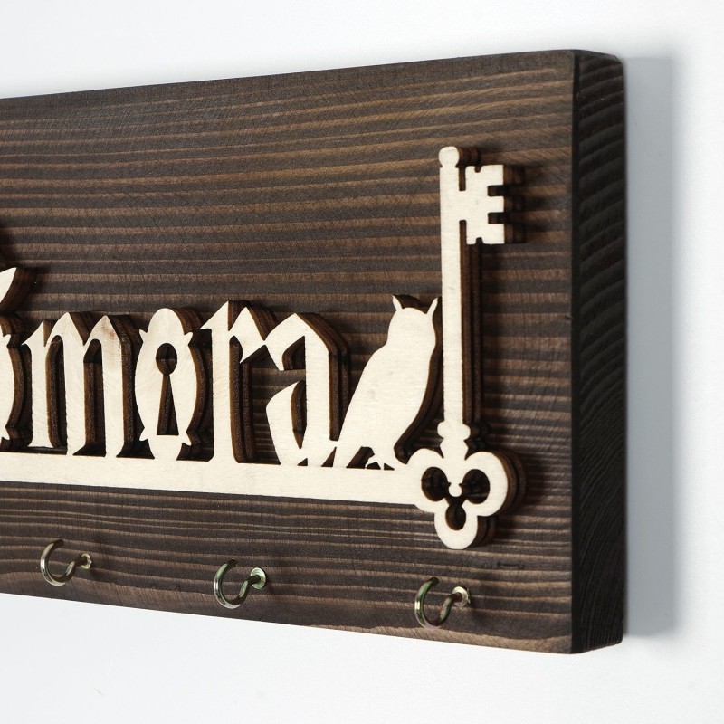 Wallxpert Wooden Key Holder LAZ157 Multicolor