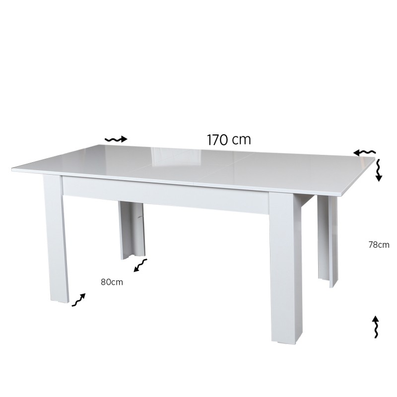 Extendable Dining Table Oblo - Shiny White White