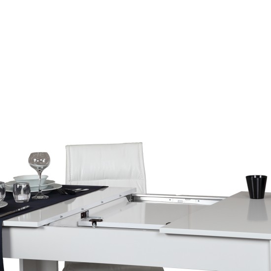 Extendable Dining Table Bois - Shiny White White
