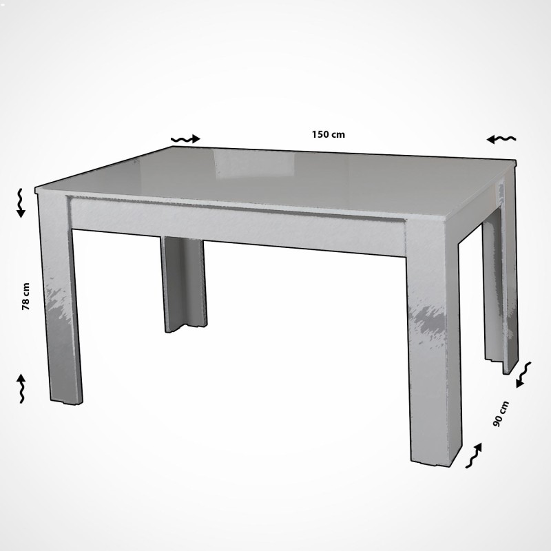 Extendable Dining Table Bois - Shiny White White