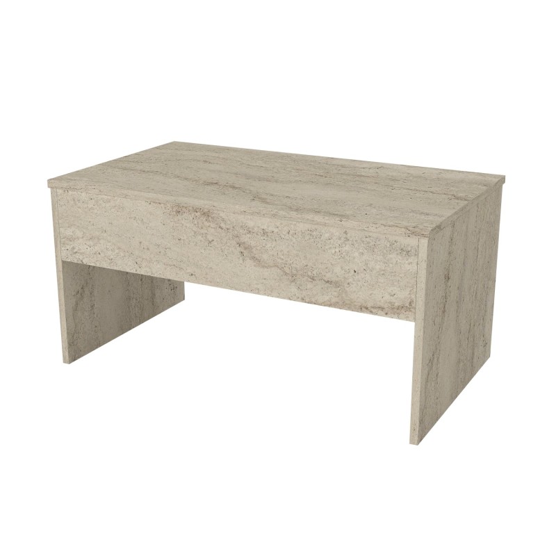 Τραπέζι σαλονιού - Akilli - Χρώμα Μπεζ με Εφέ Μαρμάρου - 90x45x52εκ