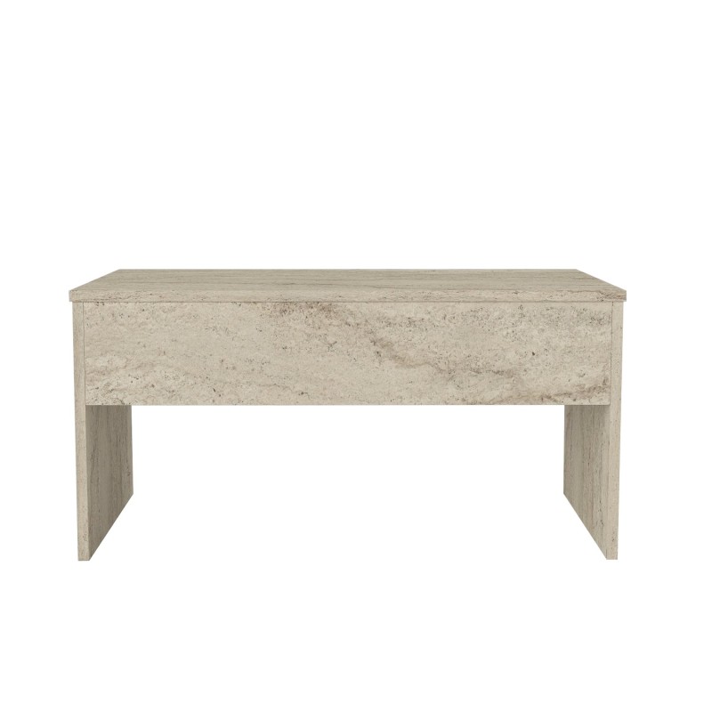 Τραπέζι σαλονιού - Akilli - Χρώμα Μπεζ με Εφέ Μαρμάρου - 90x45x52εκ