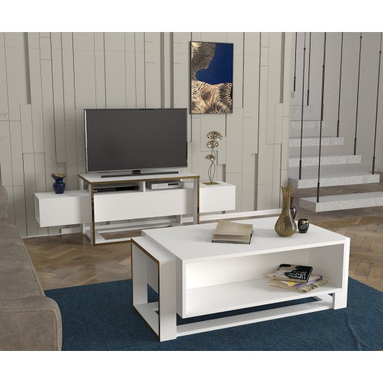 TV Stand Bianco - White, Gold White
Gold TV Stand Bianco - White, Gold White
Gold