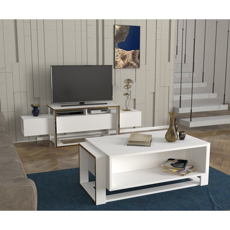 TV Stand Bianco - White, Gold White
Gold