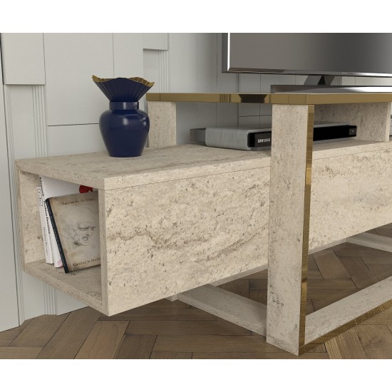 TV Stand Bianco - Travertine Travertine TV Stand Bianco - Travertine Travertine
