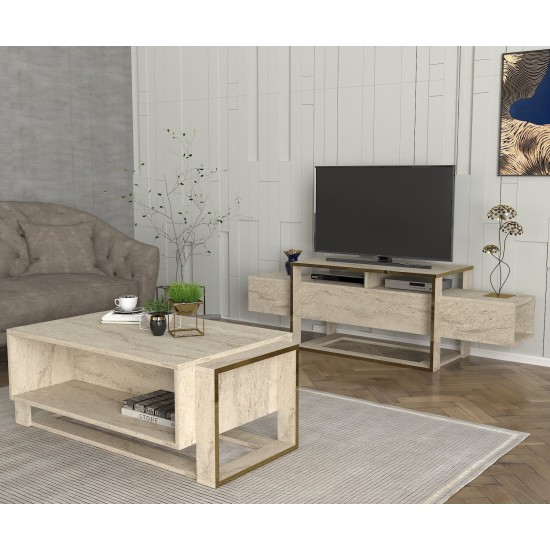TV Stand Bianco - Travertine Travertine TV Stand Bianco - Travertine Travertine