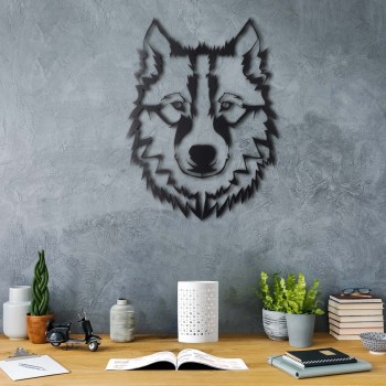 Decorative Metal Wall Accessory Wolf v11 Black